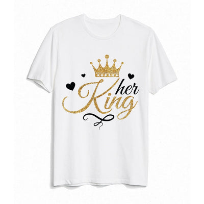 T Shirt Couple King Queen Doré