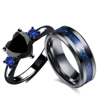 Bague Couple Coeur Noir