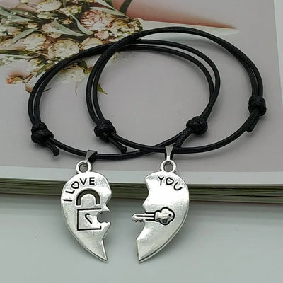 Bracelet Couple Coeur Clé Assorti