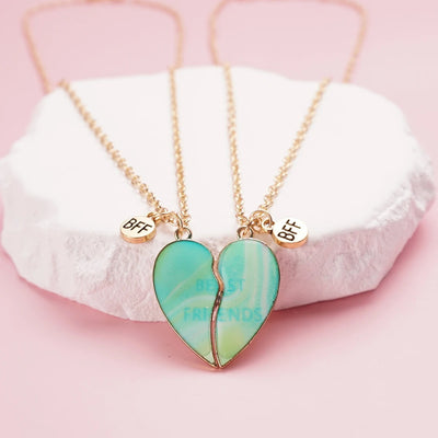 Collier Meilleure Amie Coeur Bleu