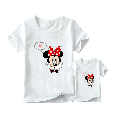 T Shirt Maman Fille Minnie Pensif