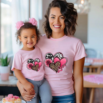 T Shirt Maman Fille Trois Cœurs