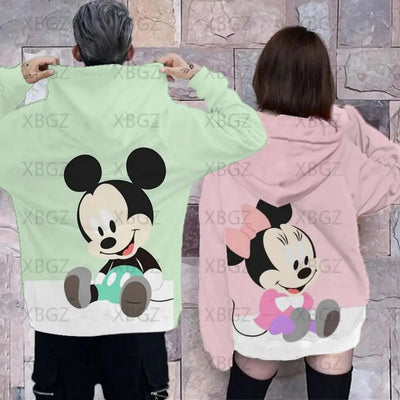 Sweat Couple Mickey Rose Vert