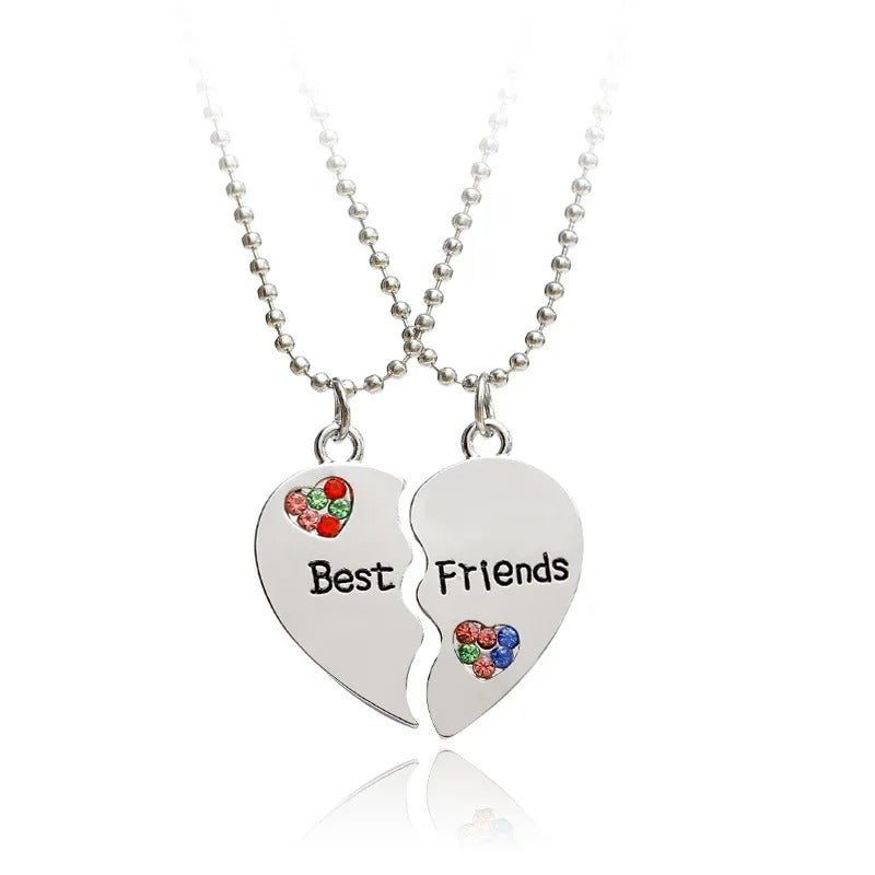 Collier Cœur Assorti Pour Sœur, Meilleure Amie - Cadeau D'amitié - Collier Réglable, Message Personnalisable - Lot De 2/3/4/5