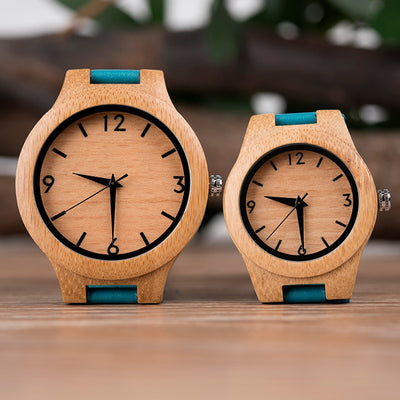 Montre Couple Originale Bracelet Cuir Bleu - Matchingmood