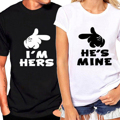 T Shirt Couple He's Mine - MatchingMood