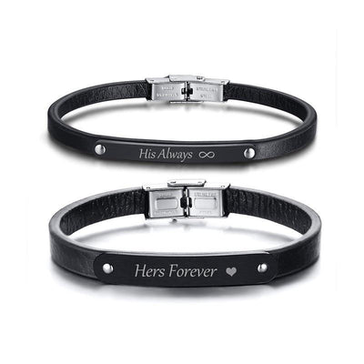Bracelet Couple Gourmette Homme Cuir Personnalisable - MatchingMood