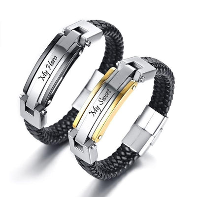 Bracelet d'Amitié Cuir Homme Personnalisable - MatchingMood