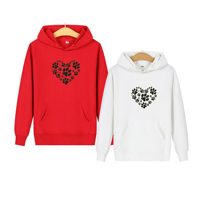 Sweat Couple Empreinte Chien en Coeur