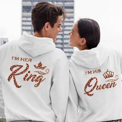 Sweat Couple Capuche King Queen Leopard