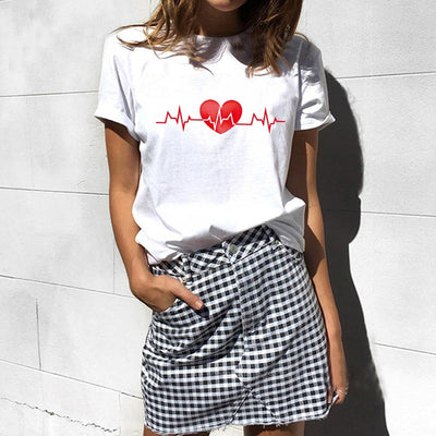 T Shirt Couple Battement de Coeur Femme - MatchingMood