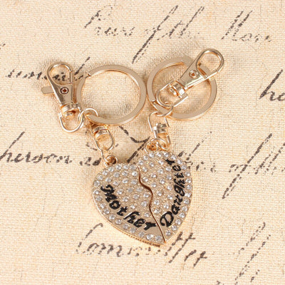 Porte-Clé Mère Fille Coeur Doré