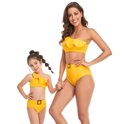 Maillot de Bain Mère Fille Haut Décoré