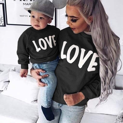 Pull Mere Fille Assorti Love Noir