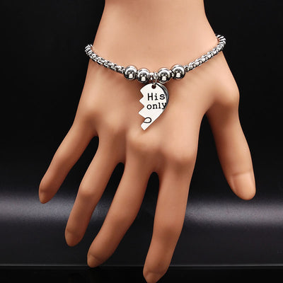 Bracelet Couple Coeur Séparable His Only - MatchingMood