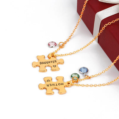 Collier Mère Fille Puzzle Doré