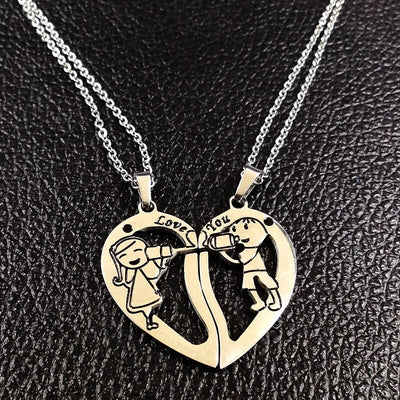 Collier Couple Pendentif Lien d'Amour