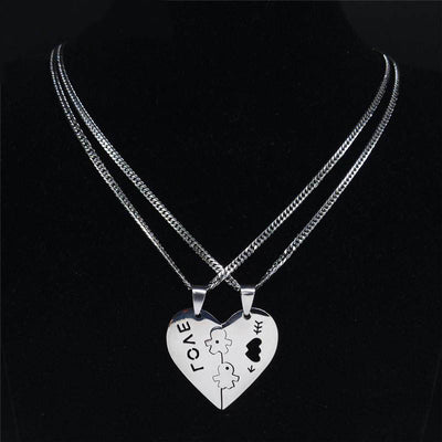 Collier Avec Moitié de Coeurs Pour Couple