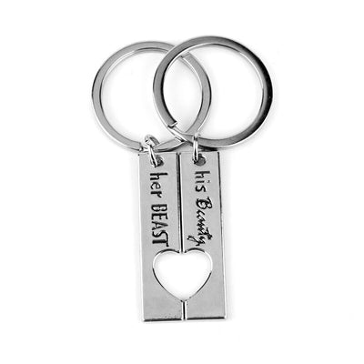 Porte Clé Couple La Belle et La Bête Coeur