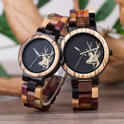 Montre Couple de Cerfs en Bois - MatchingMood