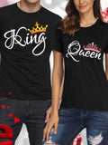 T Shirt Couple King Queen Doré Rose