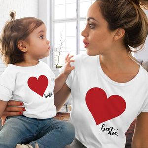 T Shirt Mere Fille Coeur Rouge MatchingMood