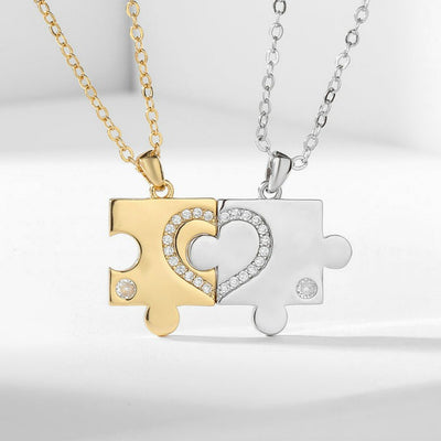 Collier Couple Doré Argenté Puzzle