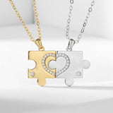 Collier Couple Doré Argenté Puzzle