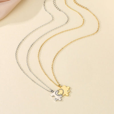 Collier Couple Doré Argenté Puzzle