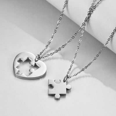 Collier Couple Coeur Puzzle Séparable