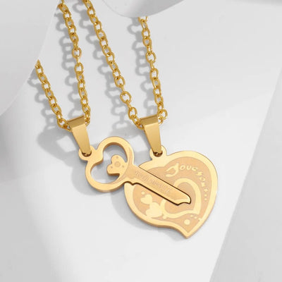 Collier Couple Coeur Clé LOVE
