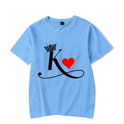 T Shirt Couple King Queen Coeur