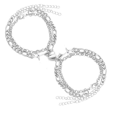 Bracelet Couple Coeur Double