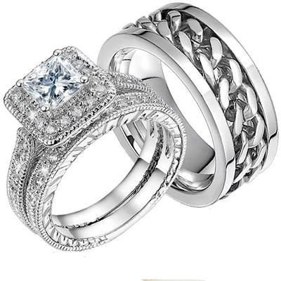 Bague Couple Amour Éternel Argent