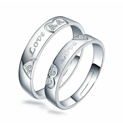 Bague Couple Coeur Love Pierres