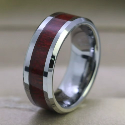 Bague Couple Coeur Pierres Rouges