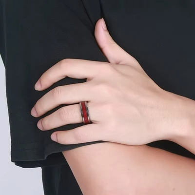 Bague Couple Coeur Pierres Rouges