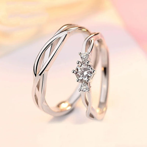 Bague Couple Motif Entrelacé