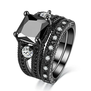 Bague Couple Noire Grande Pierre