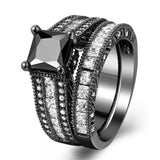 Bague Couple Solitaire Noire