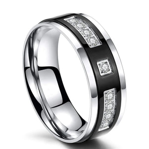 Bague Couple Solitaire Noire