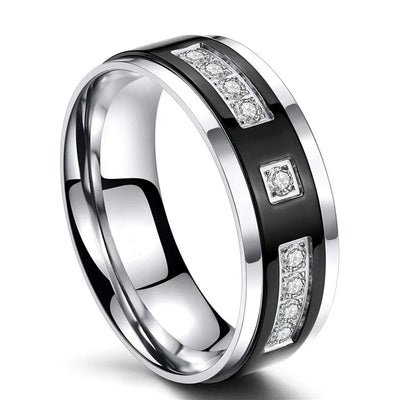 Bague Couple Solitaire Noire