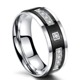 Bague Couple Solitaire Noire