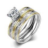 Bague de Couple Dorée Solitaire