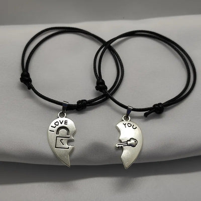Bracelet Couple Coeur Clé Assorti