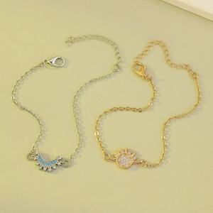 Bracelet Couple Soleil Lune Pierres