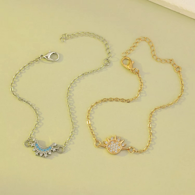 Bracelet Couple Soleil Lune Pierres
