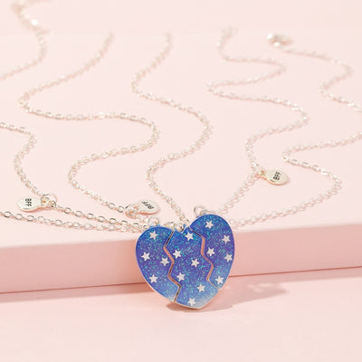 Collier Trois Meilleures Amies Coeur Étoiles