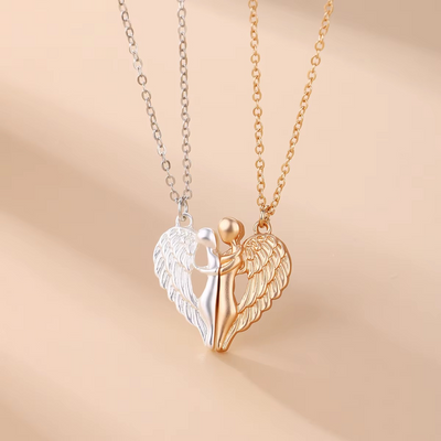 Collier Couple Cœur Ange Or