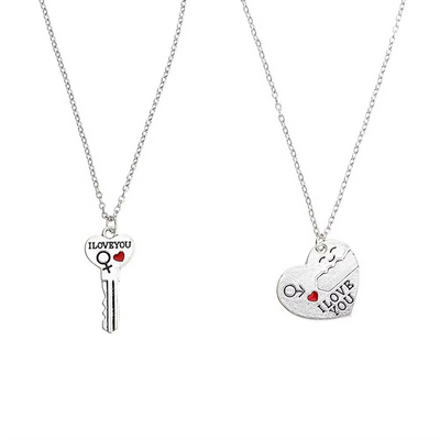 Collier Couple Coeur Clé